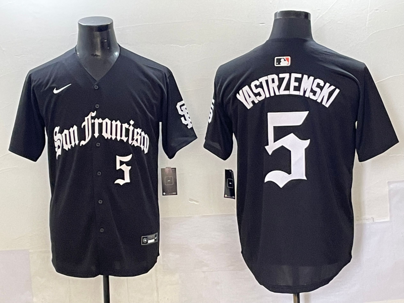 Men 2025 San Francisco Giants 5 Yastrezemski Black Five generations Joint Name Nike MLB Jersey style 24